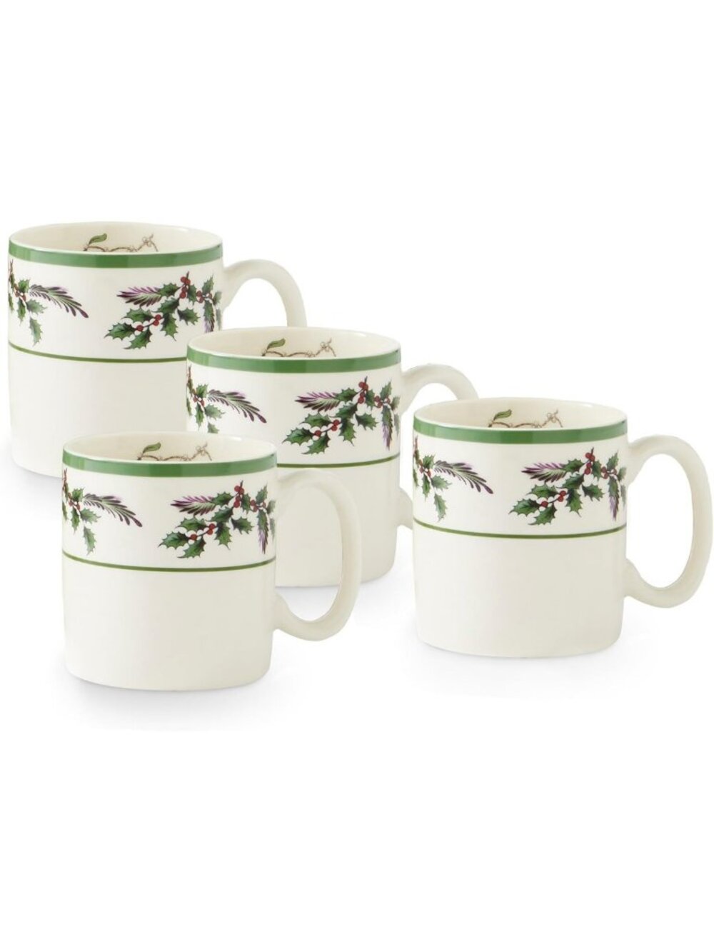 Festive Christmas Tree Coffee Mugs Set of 4, 9 Oz - Holiday Drinkware Gift